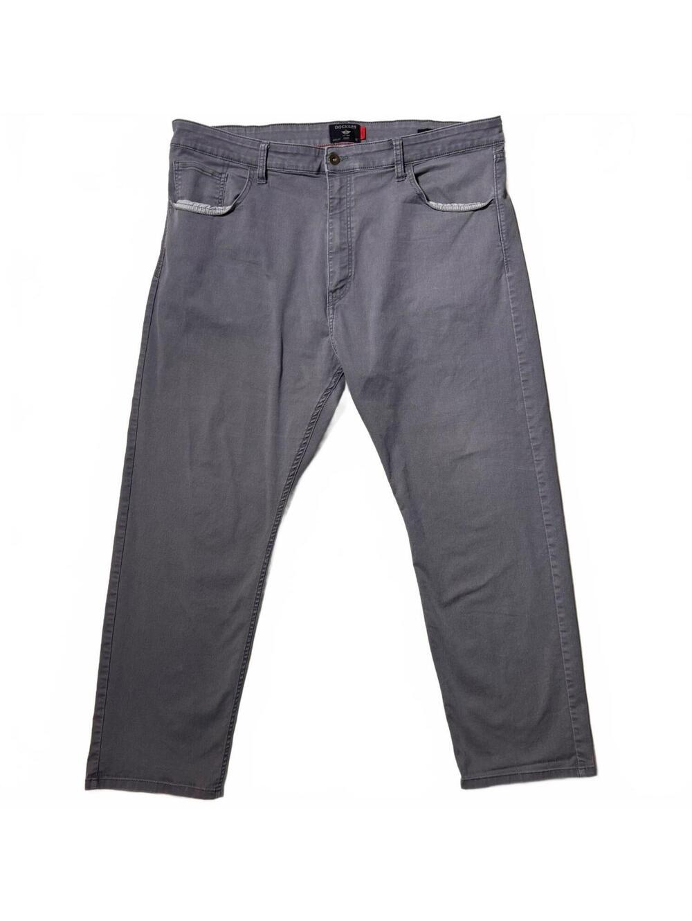 Dockers Straight Fit Pants Mens 40x30 Gray 5 Pocket Stretch